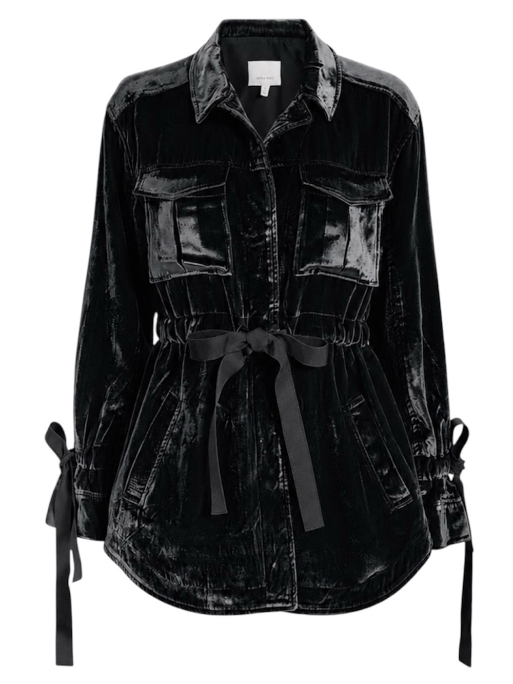 Cinq a Sept Mathieu Black Velvet Goth Utility Women’s Whimsy Jacket Coat Medium
